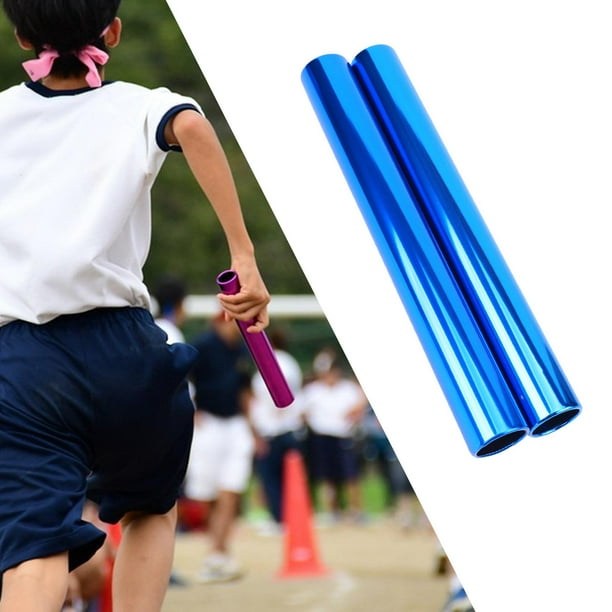 2 piezas de relé de aleación de aluminio palitos de carreras de rango de equipo portátiles competiciones oficiales de juego herramientas deportivas de Azul
