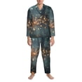 thumbnail image 3 of Susaid Magical Butterfly In Forest Print Men's Long Sleeve Pajama Set, Two-Piece Button-Down Loungewear PJs Set, Comfortable Sleepwear for Relaxation-Large, 3 of 7