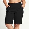 thumbnail image 2 of ZToonmas Women's Plus Size High Waist Pull on Bermuda Shorts Stretch Waist Straight Leg Knee Length Casual Golf Walking Shorts with Side Pockets, 2 of 8
