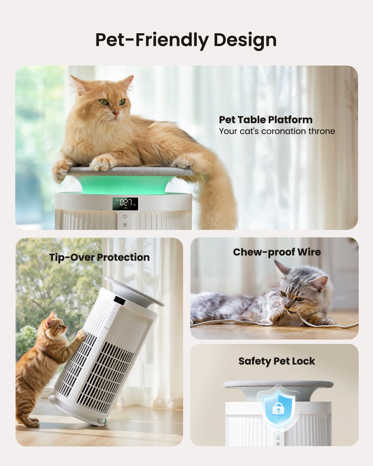 Yaber Pets Air Purifier for Allergies and Asthma, 4200 Sq. ft True HEPA Filter for Home Large Room, Remove 99.9% Smoke Dust Odors