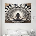 thumbnail image 3 of Ambesonne Mandala Tapestry Wall Hanging, Moon Phases and Lady Floral, 80"x60", Cocoa Charcoal Grey White, 3 of 3