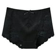 thumbnail image 2 of Byworldtasic Womens Breathable UnderwearWomens Lace High Waist Panties Soft Breathable Full-Coverage Brief Panties Black, 2 of 3