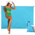thumbnail image 1 of Manta de Playa Uxcell, Manta de Playa Impermeable Plegable Compacta, Esenciales de Playa Rápido Secado con Bolsa de Transporte y 4 Estacas para (Playa/Camping/Senderismo/Picnic) 79 x 55" & Azul Claro, 1 of 7