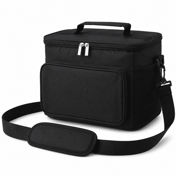 ABPETE Collapsible Lunch Bag, Large 12 Can (10L), Insulated Leakproof Soft Sided Cooler for Beach Picnic Hiking Camping Kayak Black