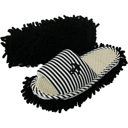 

Homgreen Women s Microfiber Floor Cleaning Mop Slippers with Stripes and Embroidery (Suitable for Women