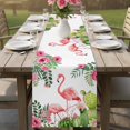 thumbnail image 4 of Summer Pink Flamingos Table Runner 72 Inches, Tropical Floral Leaves Cactus Bed Runner Dresser Scarves Tabletop for Indoor Outdoor Parties/Ceremony/Banquet, 14" x 72", 4 of 9