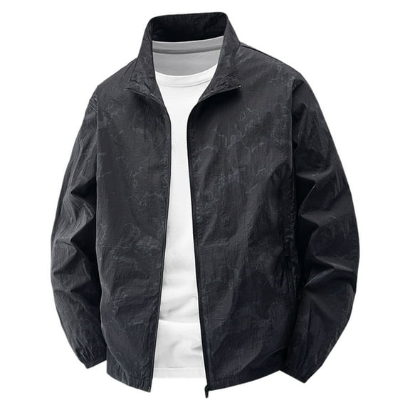Kureaily Men's Casual Jackets For Everyday Wear Relaxed Fit Printed Zip Up Jacket With Stretch Fabric For All Seasons