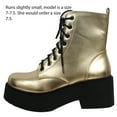 thumbnail image 2 of Soda Women's Fling Faux Leather Lace Up Combat Chunky Lug Platform Heel Bootie, Gold, 9 M US, 2 of 4