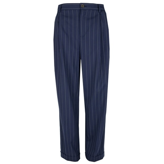 Women's Petite Pleated Pinstripe Twill Straight Pants 4P