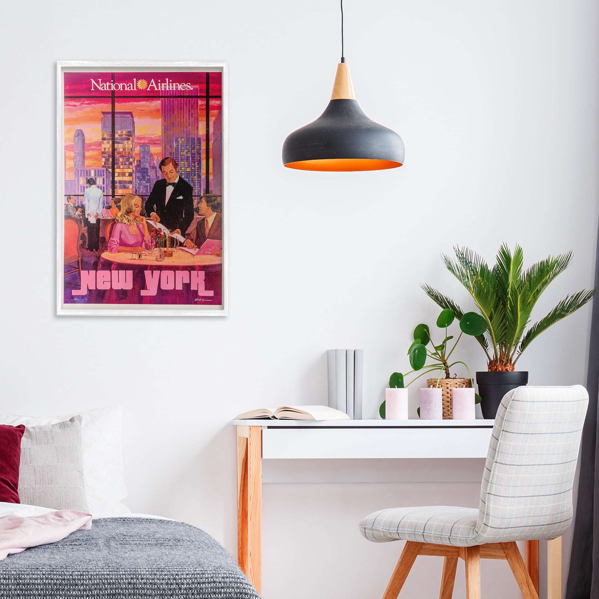 Stupell Industries Vintage New York Dining White Framed Giclee Art, design by Vintage Posters