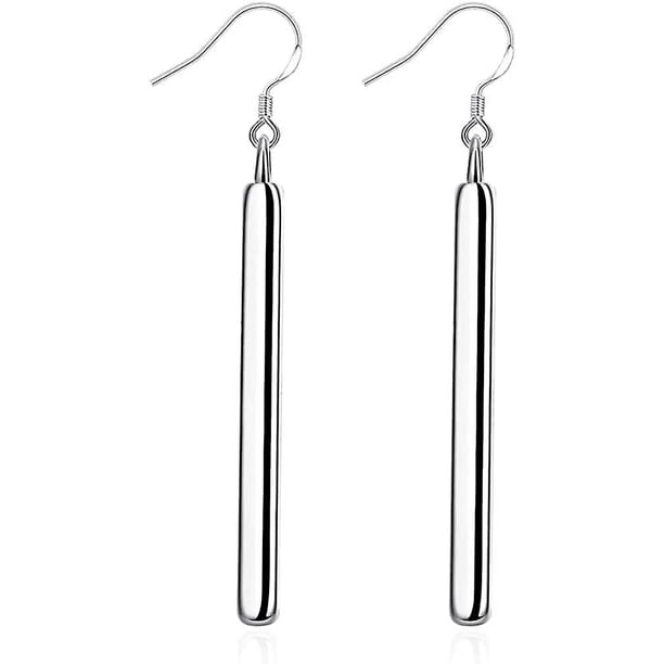 Pendientes colgantes de barra larga chapados en plata de ley 925 minimalistas para mujer, gancho elegante que cuelga, joyería geométrica simple de moda hipoalergénica para Fo