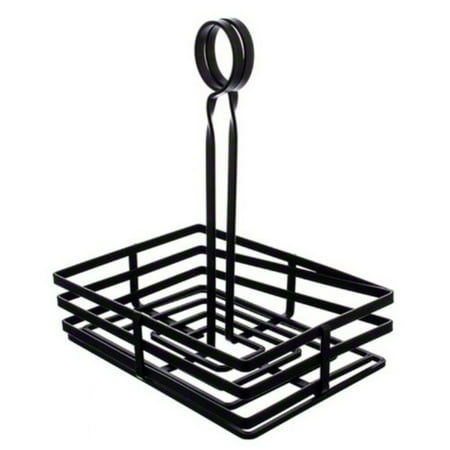 American Metalcraft Rectangular Basket - American Metalcraft FWC68 Rectangular Wrought Iron Condiment Rack Basket with Display Handle, 6