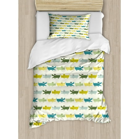 Kids Duvet Cover Set Crocodile Characters In Cartoon Style Funny Faces Animal Alligators Childish Decorative Bedding With Pillow Shams Yellow Green Teal By Ambesonne Com - Yellow Green Teal Bedding Kids Duvet Cover Set Crocodile Characters In Cartoon Style Funny Faces Animal Alligators Childish Decorative Bedding With Pillow Shams Yellow Green Teal By Ambesonne Com - Yellow Green Teal Bedding