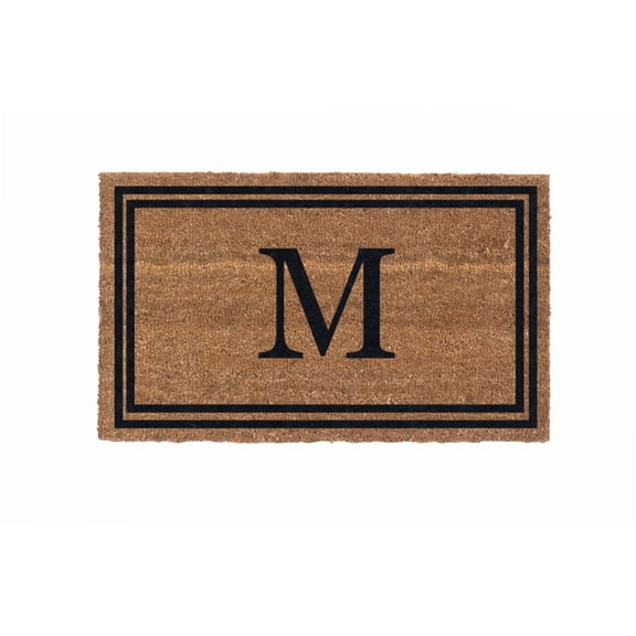 CocoMatsNMore Monogram (L) Vinyl Backed Black Double Border Doormats 38" x 60"