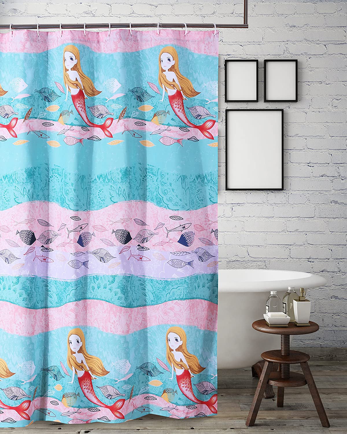 72x72" Multicolor Barefoot Bungalow Vista Eclectic Look Bath Shower Curtain 