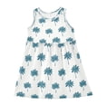 thumbnail image 2 of Girls' Summer Sleeveless Dress Soft Cotton A-Line Dress Teal Palm Tree Pattern 2T, 2 of 7