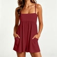 thumbnail image 2 of ZHYou Women's Rompers with Pockets Spaghetti Strap Casual Summer One Piece Athletic Lounge Jumpsuits,Wine,Size S, 2 of 9