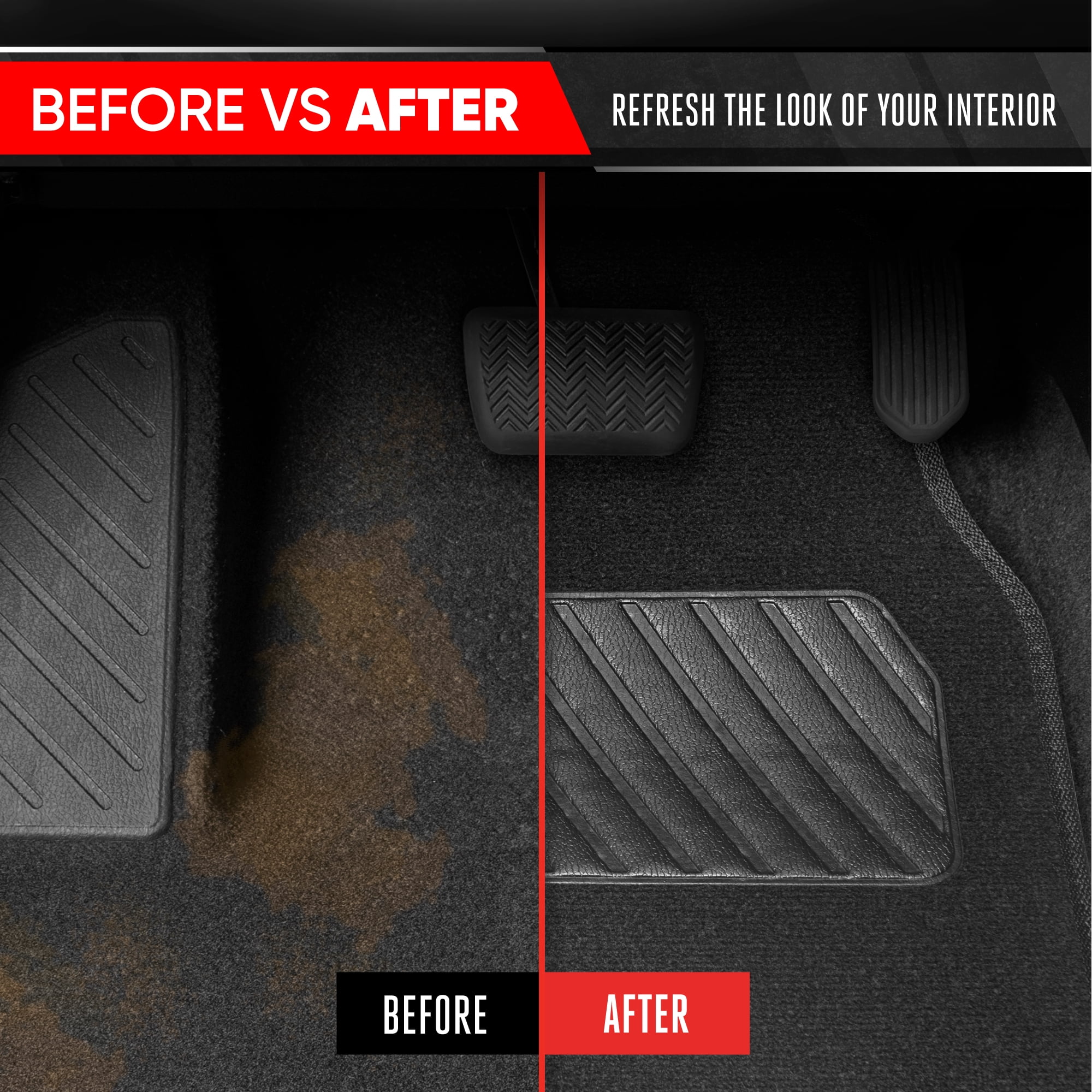 MotorTrend SpeedSeries Carpet Car Floor Mats Set - Universal Fit for Cars, Trucks, SUVs, Vans - Set of 4, Black & Red Car Mats Car Carpet Mats