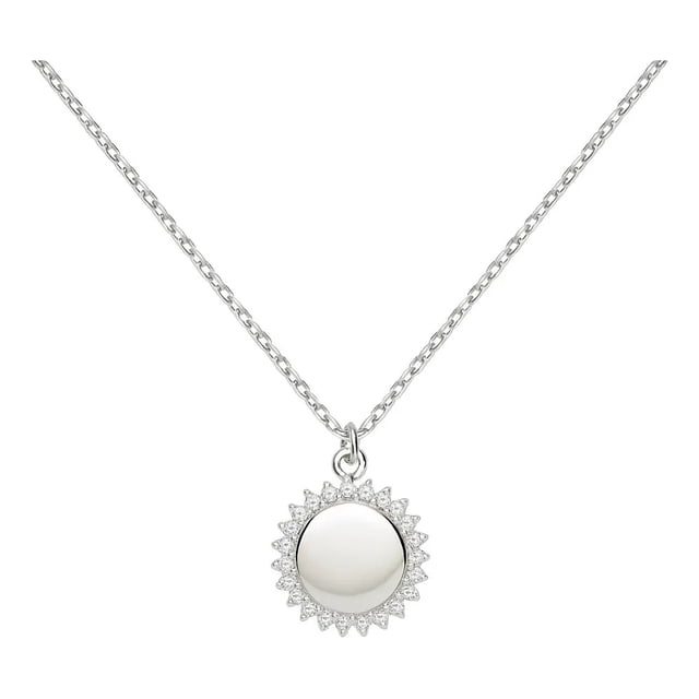 Collar De Sol Con Rayos De Zirconia Para Mujer De Plata 925 Plateado