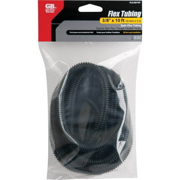 Split Flexible Tubing, Black, Corrugated, 0.375-In. x 10-Ft.