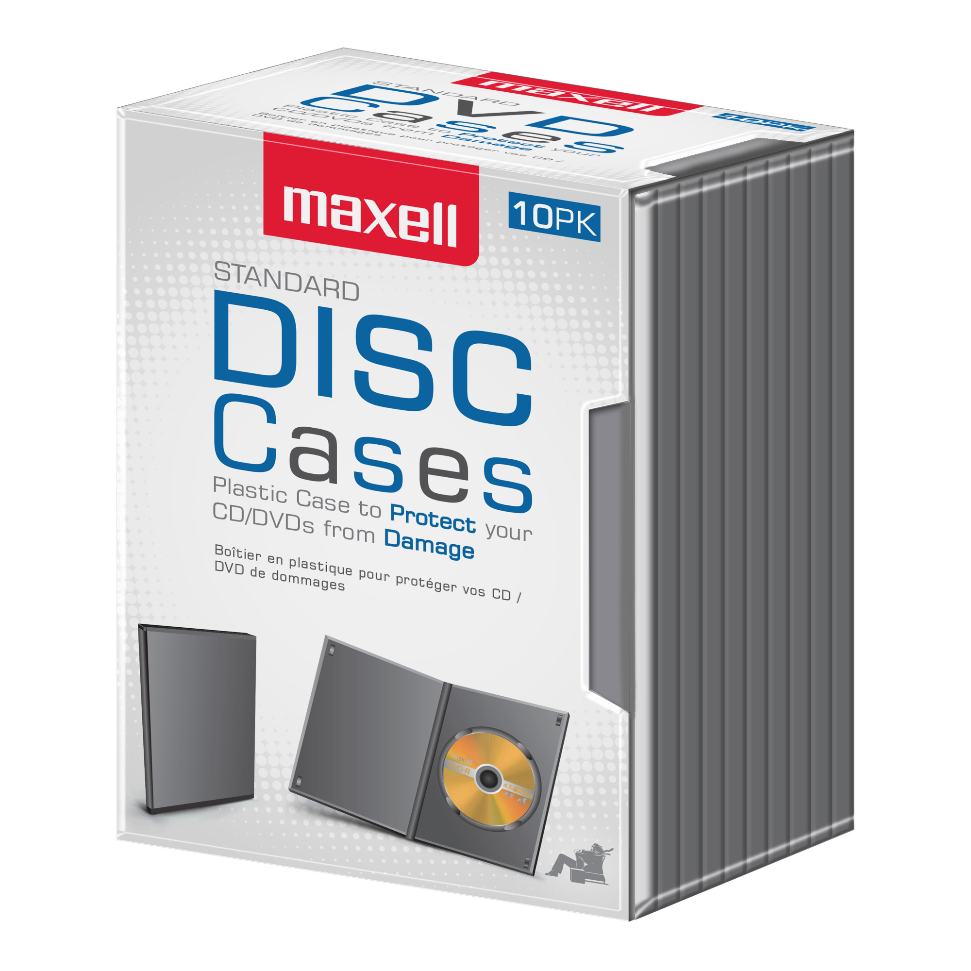Maxell 10-Pack Standard DVD Cases, Black, DVD-JC10 Storage Boxes