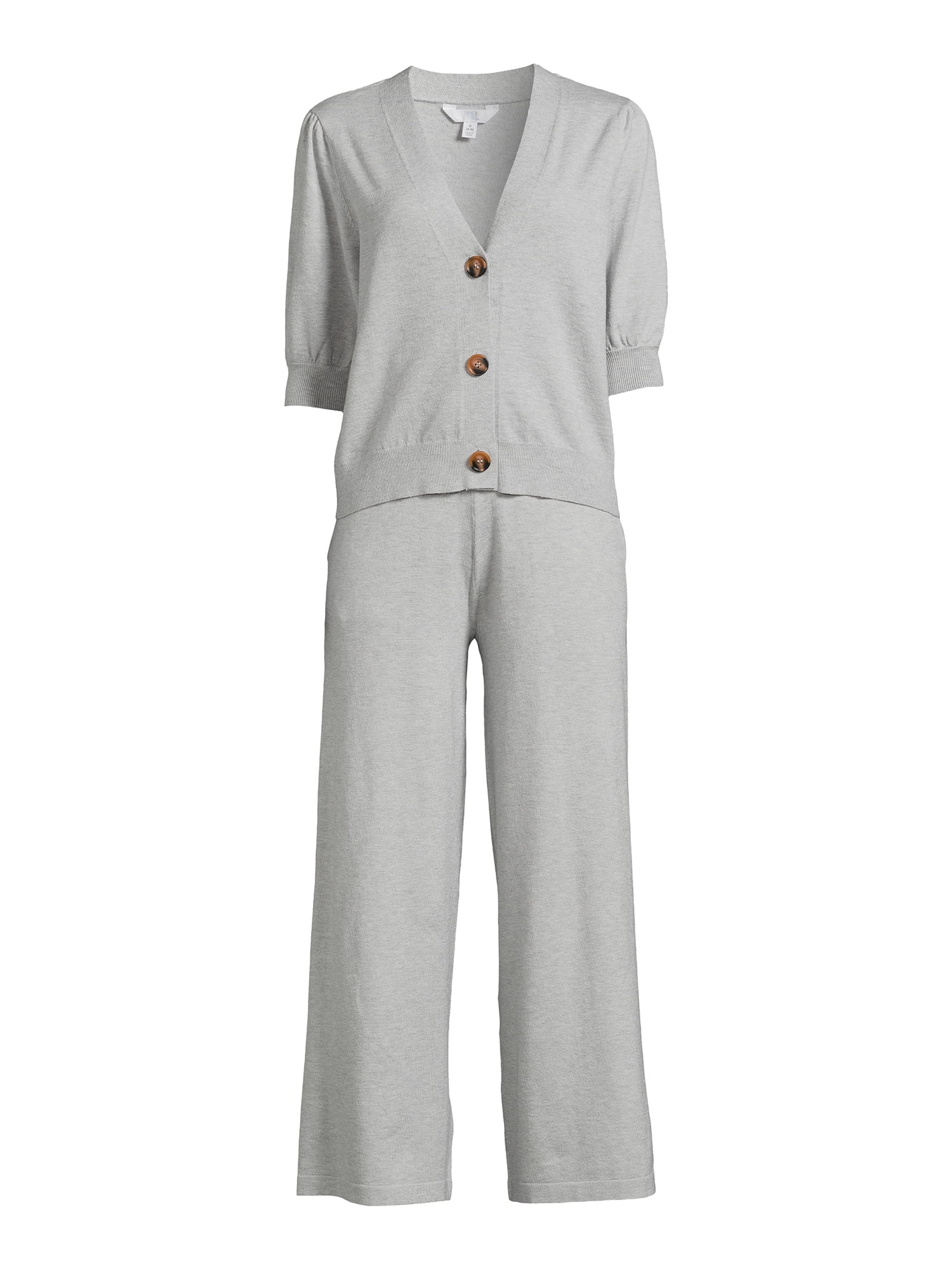 Time and Tru Women's Cardigan Sweater and Pants Set, 2-Piece