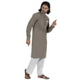 thumbnail image 2 of AtasiÂ&nbsp;Men's Henley Welt PocketÂ&nbsp;LongÂ&nbsp;KurtaÂ&nbsp;Solid Indian Ethnic Wear Clothing ForÂ&nbsp;Men's, 2 of 7