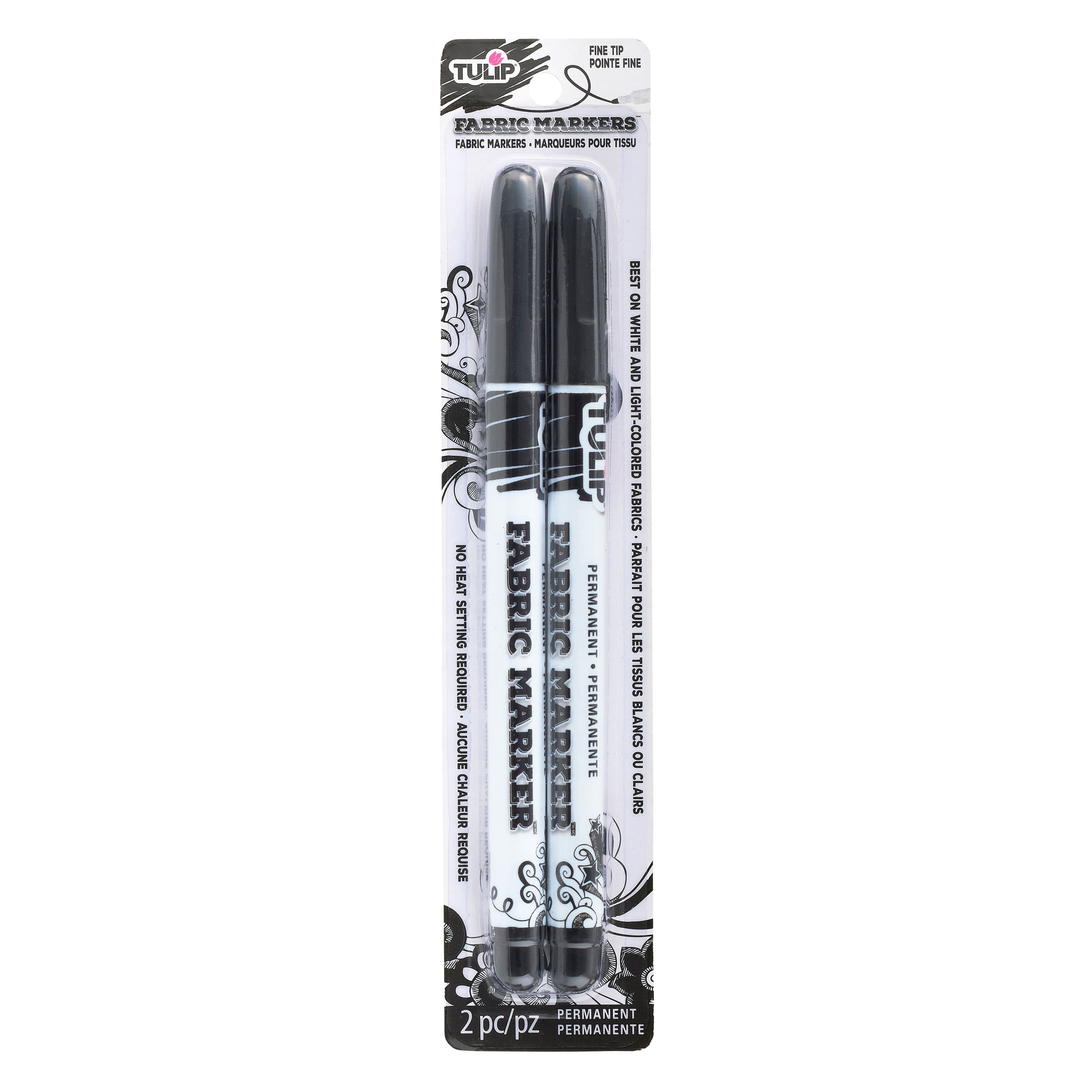 Tulip Fabric Markers Fine Writers, Black, 12 Packs: 2 ct. (24 total)