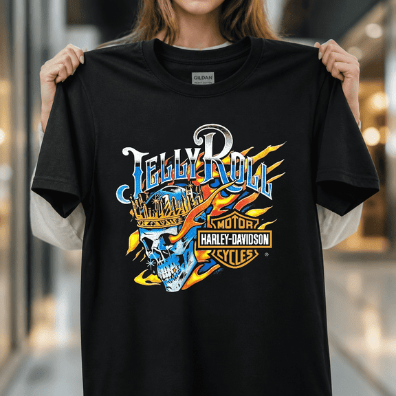 Harley-Davidson x Jelly Roll Biker Music Country Rock Outlaw Cycle Unisex T-Shirt V61267, S - 5XL