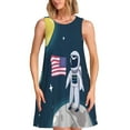 thumbnail image 1 of Gaeub Astronaute avec Imprimé Drapeau USA Robes Sans Manches pour Femmes, Robe Décontractée de Plage Décontractée, Robe Longue d'Été avec Poches, 1 of 7