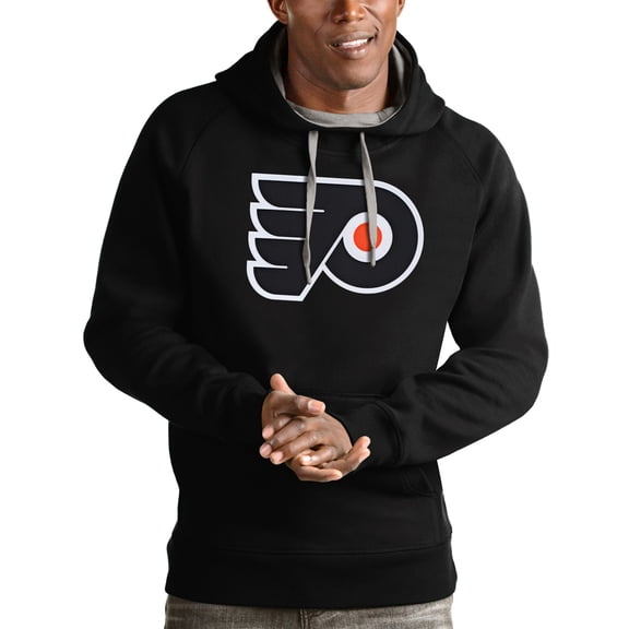 Men's Antigua Black Philadelphia Flyers Logo Victory Pullover Hoodie