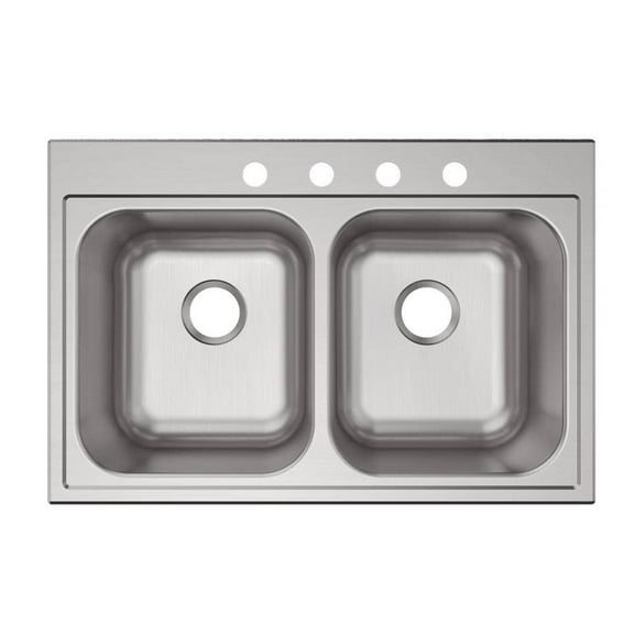 Elkay Parkway 20-Gauge Stainless Steel 33 in. Double Bowl Drop-In Kitchen Sink