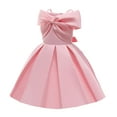 thumbnail image 2 of Zpanxa Toddler Girls Princess Dress, Little Girls Party Wedding Dress, Lace Bowknot Off Shoulder Pleated Dress, Kids Pageant Flower Girl Sleeveless Dress, Birthday Gifts for Girls Pink (4-5 Years), 2 of 8