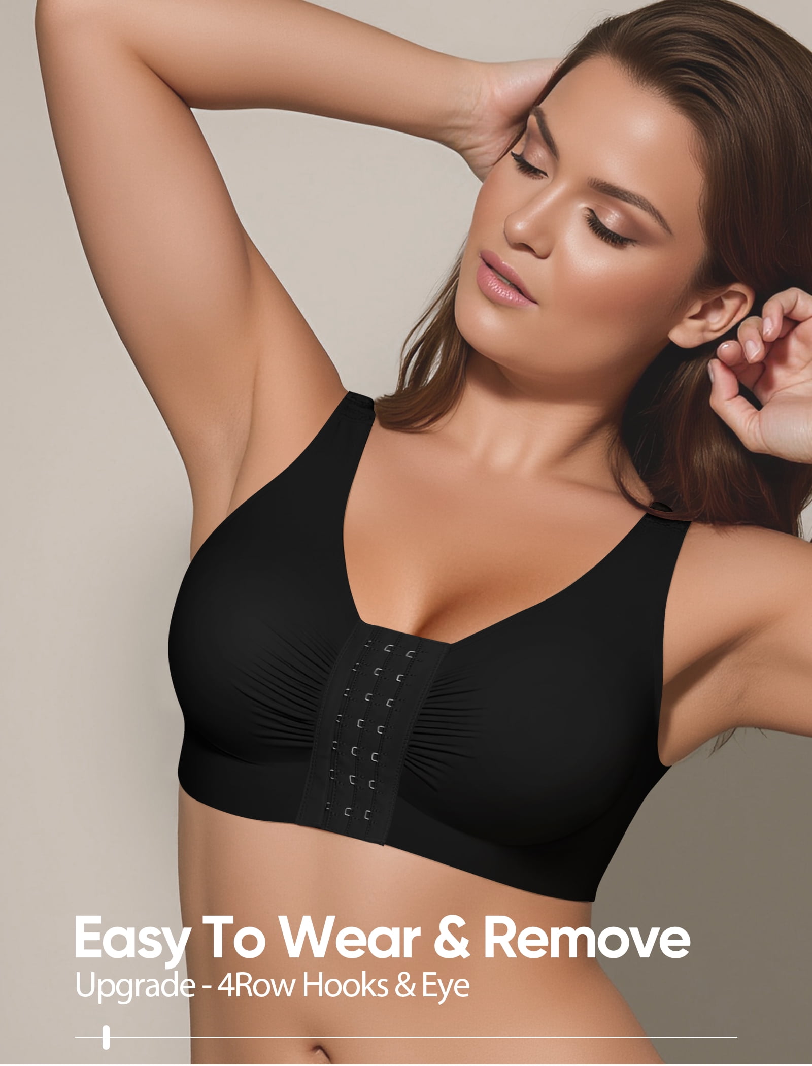Easybunny Post Surgery Compression Bra - Women's Front Closure Bra with Adjustable Straps Wirefree