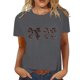 thumbnail image 2 of Camiseta informal de mujer con estampado de lazos: cuello redondo, manga corta, mezcla de poliéster y spandex, tallas S-XXL, para todas las estaciones, 2 of 3