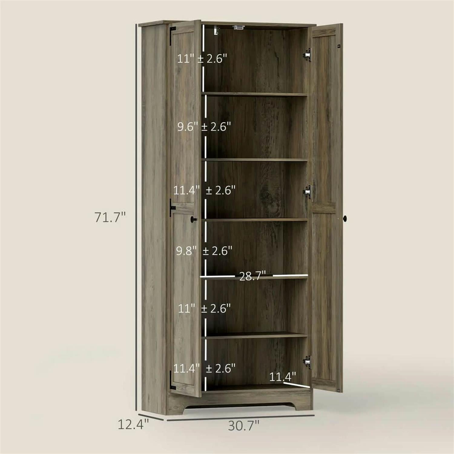 Demi Bonn 71" Large Kitchen Pantry Cabinet, Freestanding Storage with 6 Adjustable Shelves for Home Organization, Gray
