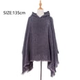 thumbnail image 2 of Châle Cape à Capuche à Carreaux pour Femmes, Couverture Poncho, Chandail à Capuchon, Châle Cape avec Pompons, 2 of 5