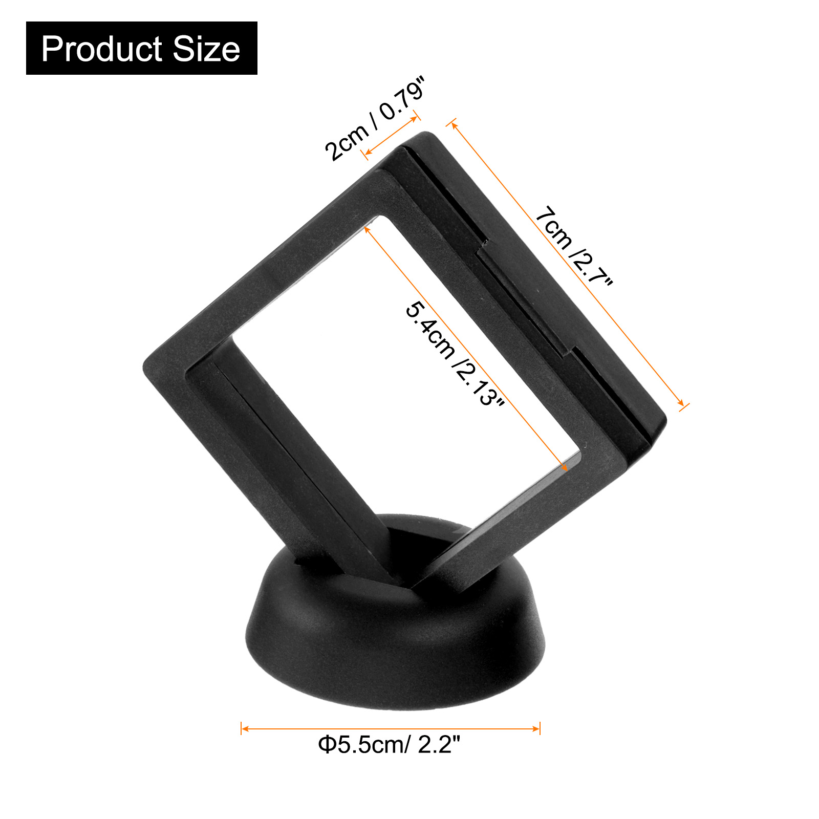 Unique Bargains 20Pcs Elegant 3D Floating Display Case 2.76" x 2.76" x 0.8" Black