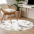 thumbnail image 5 of Butterfly Flower Large Area Rugs for Bedroom Living Room, Soft Non Slip Carpet Bedside Rug, Cotton Rustic Watercolor Leaf Floral Round Floor Cover Kitchen Accent Rug 4' for Dining Room/Office, 5 of 9