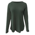 thumbnail image 4 of Charmgo Womens Sweatshirt, Women's Autumn Solid Color Crew Neck Sleeve Curved Hem Strip Warm Long Sleeve Shirts Crewneck Sweatshirts Women, Green Sweatshirt Women L, 4 of 7