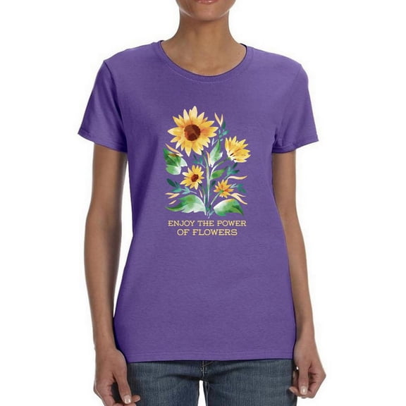 Enjoy Power Of Sunflowers Art Shaped T-Shirt Women -Smartprints Designs, Female Small