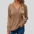 thumbnail image 2 of Women's Fashion Oversized T Shirts,Women's Solid Color Long Sleeved Round Neck Pullover Top Coffee Xxl, 2 of 7