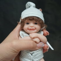 Lifelike Reborn Baby Doll 6 inch Newborn Full Body Realistic Silicone Smile Girl for Christmas Gift