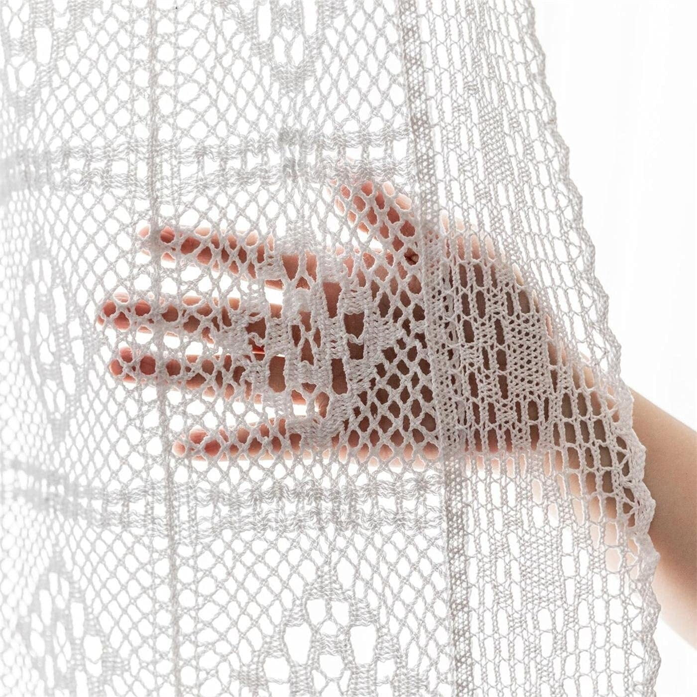 Curtains for Living Room Vintage Crochet Lace Curtains for Farmhouse Retro Hollow Sheer Curtain Panels for Window Treatment Light Filtering Cotton Curtain Drapes for Patio 1 Panel