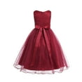 thumbnail image 2 of renvena Kids Girls Sequined Floral Lace Mesh with Rhinestone Belt Wedding Pageant Prom Dress 2-16 Burgundy 2, 2 of 7