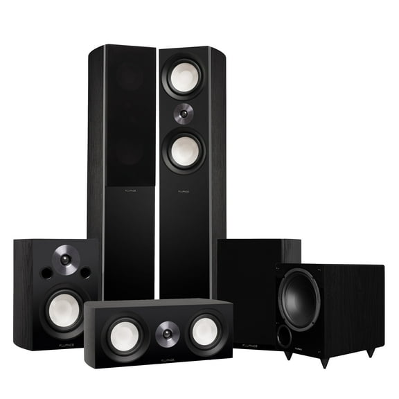 Fluance Reference Surround Sound Home Theater 5.1 Channel Speaker System including 3-Way Floorstanding Towers, Center Channel, Bookshelf Surrounds and DB10 Subwoofer - Black Ash (X851BR)