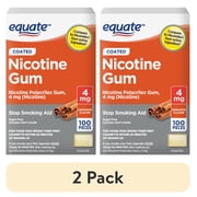 (2 pack) Equate Nicotine Polacrilex Coated Gum 4 mg, Cinnamon Flavor, Stop Smoking Aid, 100 Count