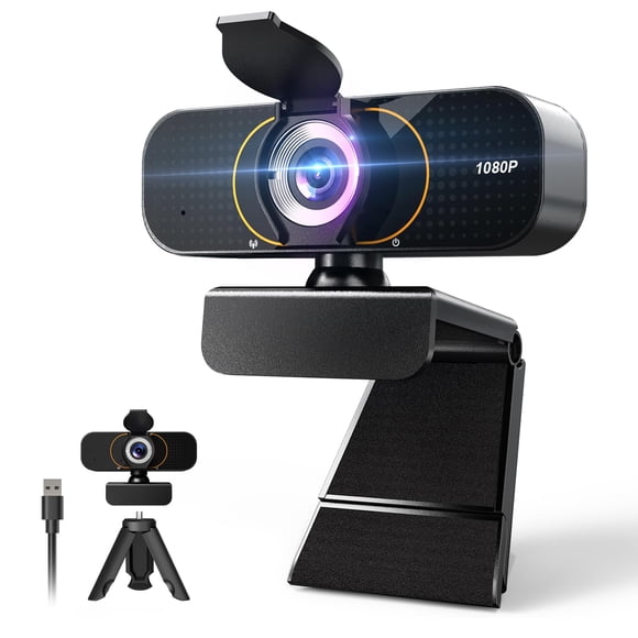 Webcam Lusinx 1080P USB-C Gran Angular con Trípode y Privacidad