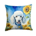 thumbnail image 1 of White Poodle in Sunflowers Throw Pillow, 1 of 1
