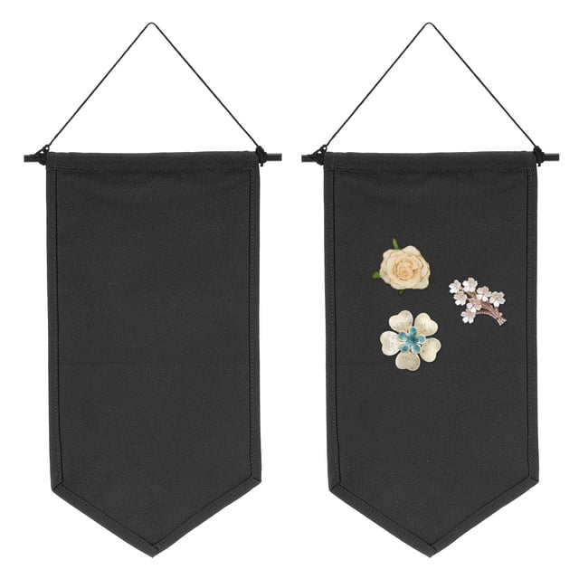 Uxcell 2Pcs Blank Canvas Banners, Pin Display Wall Banner for Home Decor Black